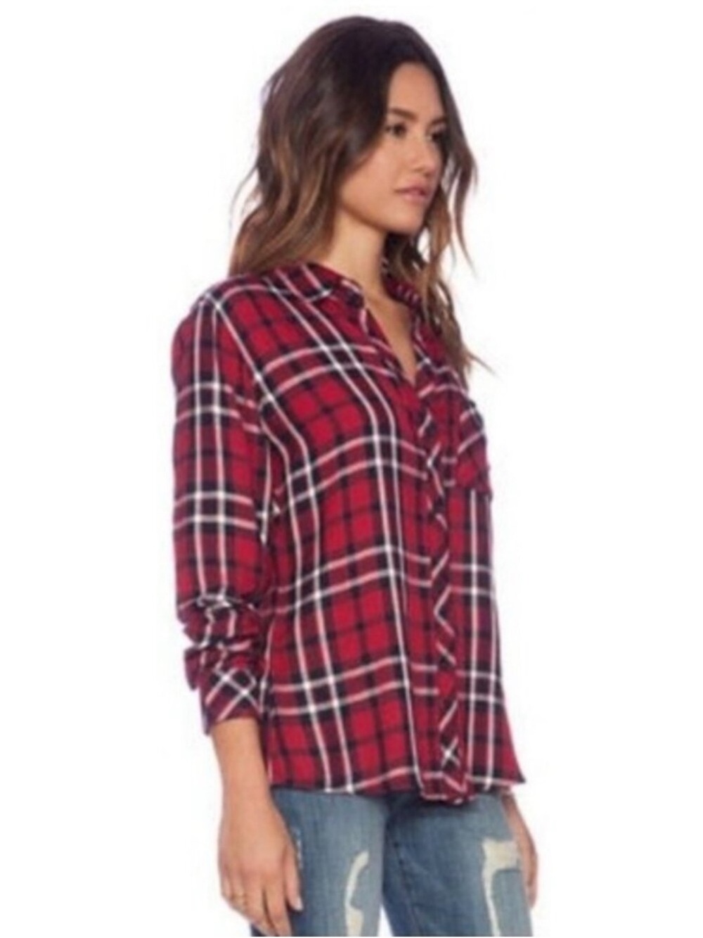 Rails Hunter Plaid Button Down Shirt Red Navy Women’s Size XS #1915